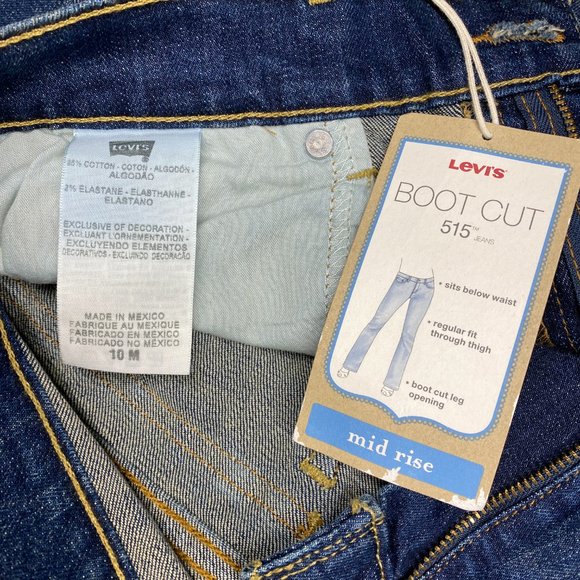 Vintage Levis 515 Boot Cut Womens Jeans Button Flap Pockets Dark Wash Sz 10M NWT - Picture 9 of 12